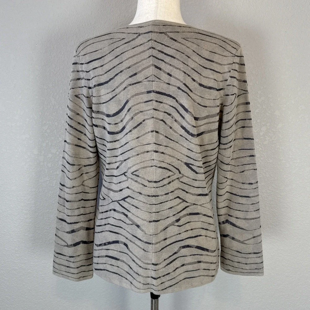 Armani‎ Collezioni Asymmetrical Zip Cardigan Knit Jacket Size US 10 Gray Stripe